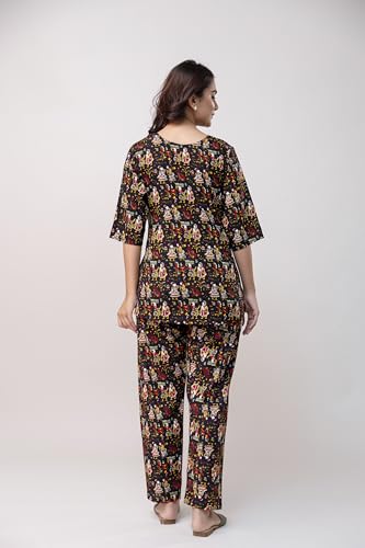 Image of REWAN Women Night Suit with Pocket | Soft & Comfortable Printed Co-ord Nightwear Set