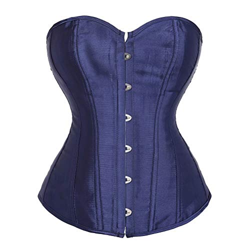 Josamogre Corset Femme Bustier Lingerie Sexy Lacets Serre Taille Burlesque Sexy Top Bleu Foncé M