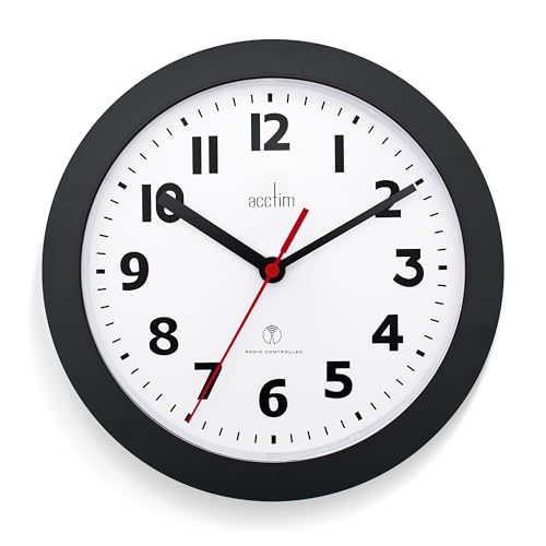 Acctim Parona Radio Controlled Wall Clock 23cm Diameter (Black)