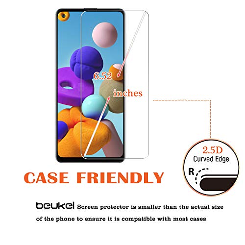 Beukei (3 Pack) For Samsung Galaxy A21S Screen Protector Tempered Glass, Full Screen Coverage, Anti Scratch, Bubble Free #TOP3