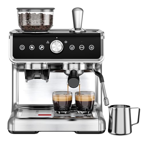EUHOMY Espresso Machine with Grinder, 20 Bar Coffee Maker with Milk Frother Steam Wand, Professional Expresso Coffee Machines with Removable Water Tank, Latte & Cappuccino Machine for Home Barista