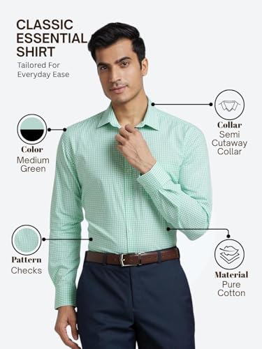 Image of Park Avenue Men Cotton Checkered Slim Fit Shirt