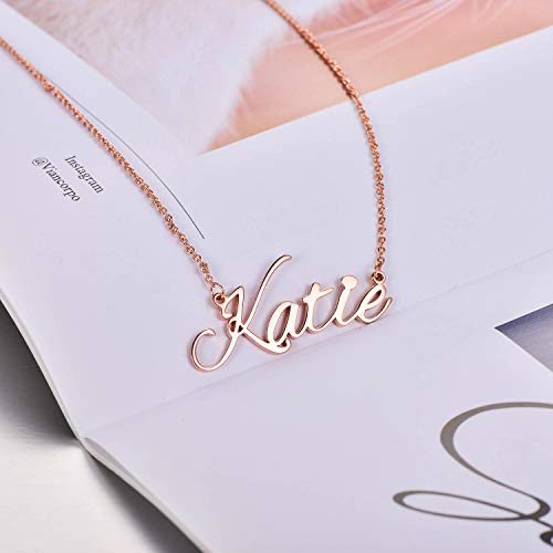 LONAGO Personalized Name Necklace 18K Gold Plated 925 Sterling Silver Custom Made Any Nameplate Pendant Jewelry for Women Mom4
