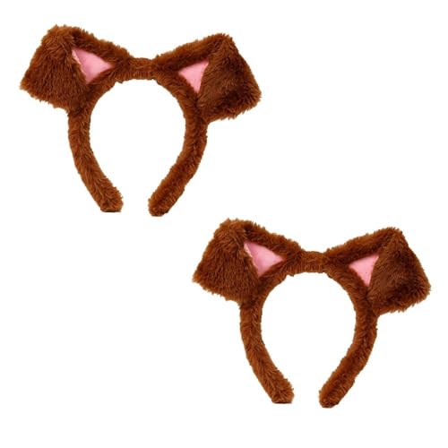 AYZDJ 2 Pack Dog Ears Headband for Adults & Kids - Plush Animal Ears Headband Halloween Dog Costume Accessory Role Play Party Favor for Cosplay & Themed Events