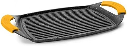 Miniatura 2 de IBILI Placa de parrilla ondulada, aluminio fundido, negroamarillo, 14.2 x 8.9 x 1.3 in