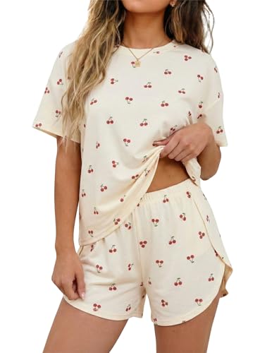 Image of Womens Pajama Sets Shorts 2 Piece Striped Matching Pjs Set Summer Split Soft Comfy Lounge Sleepwear