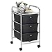 IDIMEX Caisson sur roulettes GINA Chariot avec 3 tiroirs en Plastique Noir et 1 étagère, Meuble de Rangement pour Salle de Bain en métal chromé