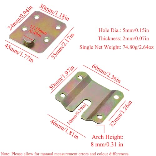 Image of TopHomer 4 Pairs Flush Mount Bracket Iron Heavy Duty Photo Frame Hook Picture Hanger Hanging Buckle Furniture Connector for Art Gallery Wall Mount Hardware, Colour-Coated