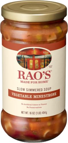 Image of Rao's Homemade Vegetable Minestrone Soup, 16oz, Real Vegetables, Traditional Italian Heat and Serve Soup (Pack of 6)
