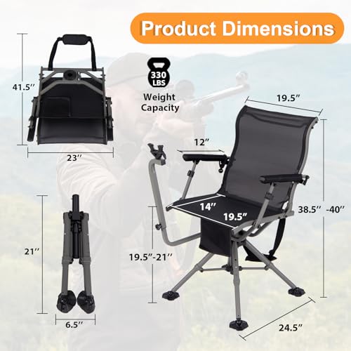 Image of Tangkula 360 Degree Swivel Hunting Chair with Shooting Rest