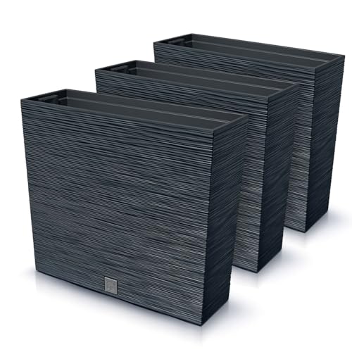 IMJ-Global Furu Case Lot de 3 pots à fleurs rectangulaires en plastique, 58 x 18 x 49,8 cm, pour...