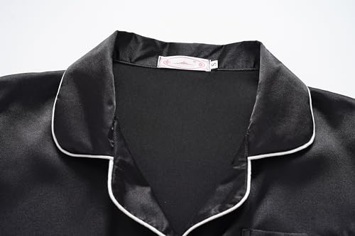 Unisex Kids Boys and Girls Pajama Sets Summer Short Sleeve With Shorts Sleepwear Satin Button Down Loungewear3