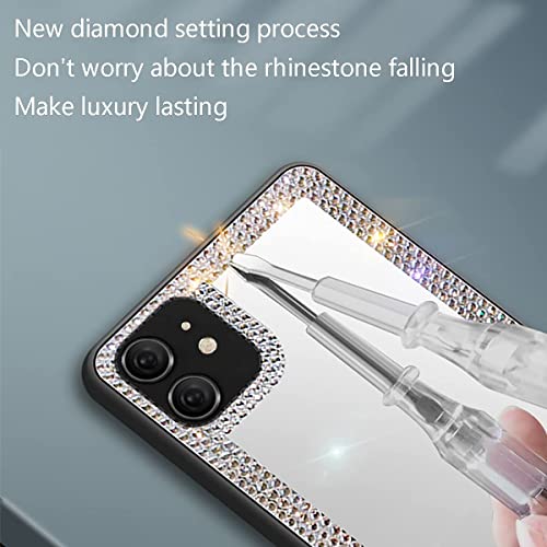 Cavdycidy For Iphone 12 & Iphone 12 Pro Mirror Case For Women With Diamond,Bling Acrylic Mirror Phone Case That Can Be Used For Outdoor Makeup For Girl Who Love Beauty(Bling Diamond Mirror) #TOP4