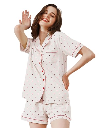 Image of NAP BOUND 100% Cotton Pajamas for Women Sets 2 Pieces Pjs Button short sleeves with Pockets Soft Sleepwear Loungewear XS-XXL