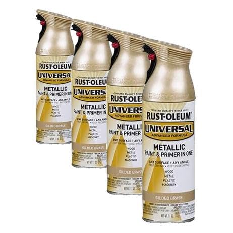 Image of Rust-Oleum 330504 Universal All Surface Metallic Spray Paint, 11 oz, Guilded Brass (Pack of 4)