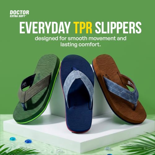 Image of DOCTOR EXTRA SOFT Men's Comfortable Tpr Slippers With Cushion Footbed For Adult|Orthopedic & Light Weight|Stylish & Anti-Skid|Waterproof Everyday Casual Durable Dr. Home Flip Flops Gents & Boys D-37