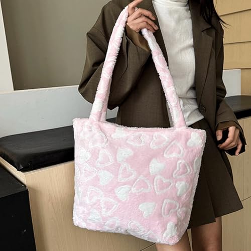 Bolso corazón peludo tote para mujer miniatura 2