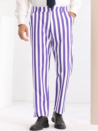 Lars Amadeus Striped Dress Pants for Men's Straight Leg Color Block Business Trousers2