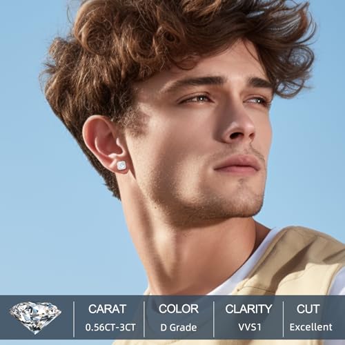 Moissanite Halo Earrings Square 18k Gold Plated 0.56-2.4CT 6-10mm D Color VVS1 Clarity Moissanite Stud Earrings For Women Men Square Stud Earrings 925 Sterling Silver Hypoallergenic Earrings2