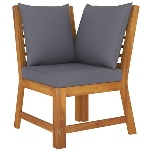 Sofá de esquina para exterior con cojines gris oscuro de madera terraza 2