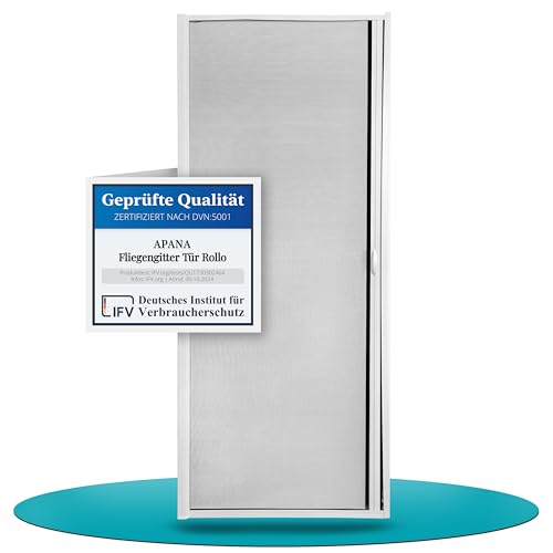 APANA Fliegengitter Rollo für Türen – weiß & zuschneidbar bis 120x220...