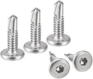 sourcing map Hex Socket Self Tapping Screws, 10 x 3/4" 410 Stainless Steel Sheet Metal Flat Head Drilling Screw 50pcs