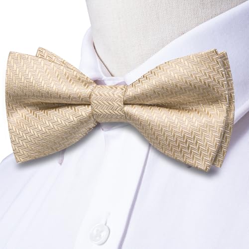 Image of Hi-Tie Bow Ties for Men Pre-Tied Pocket Square with Cufflinks Mens Bowtie Sets for Wedding Formal Party
