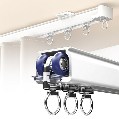 Système de tringle à rideaux double rangée pour plafond silencieux