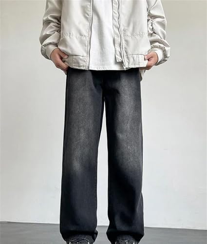 Mens Jeans Casual Long Classic Straight Denim Wide-Leg Pants Solid Colors Business Casual Wear3