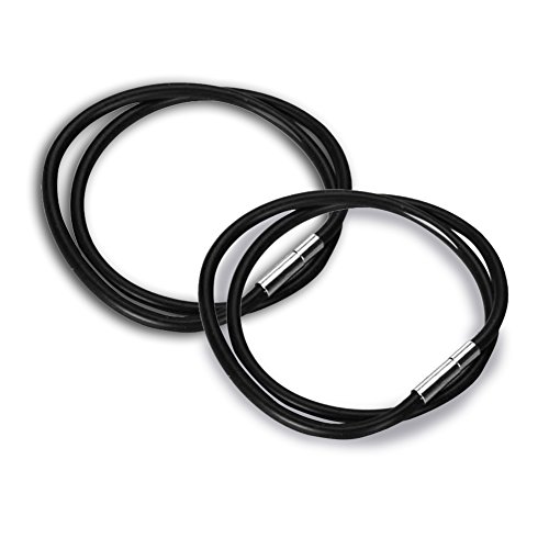 16 Inch 3mm Rubber Cord Necklace with Stainless Steel Closure Jewelry, Black2