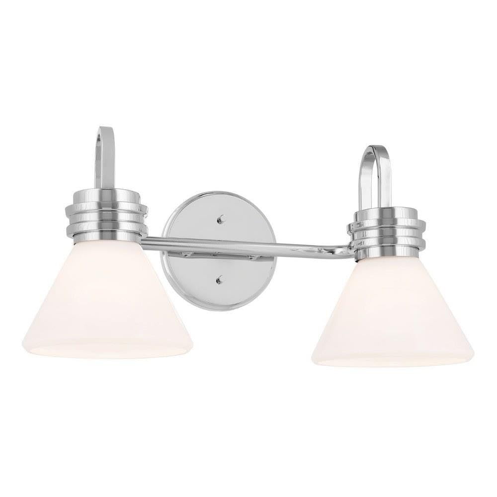 Kichler Farum 19.25" 2-Light Vanity Light with Opal Glass in Chrome, for Vanity, Jack &amp; Jill Layout, Over a Mirror, (19.25" W x 9.5" H), 55154CH