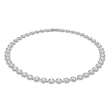 LINWILTFC Round Classic Diamond Necklace for Women with Adjustable Extension Buckle, Mother's Day Christmas Birthday Gift (Silver)