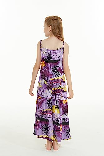 Girl Hawaiian Maxi Tiered Dress in Sunset2