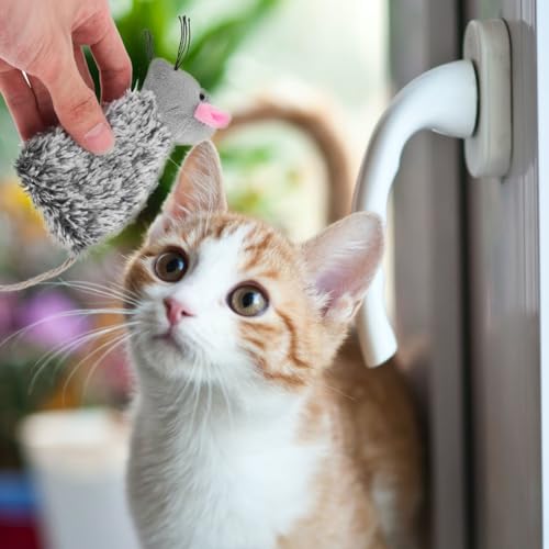 Jouets herbe à chat rechargeables Veemoon : lot de 3 souris réalistes pour chatons