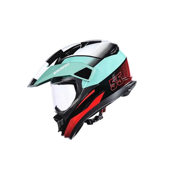 Royal Enfield Escapade Chequer ISI and DOT Certified Offroad Riding Helmet Sea Green (L) 58 Cm