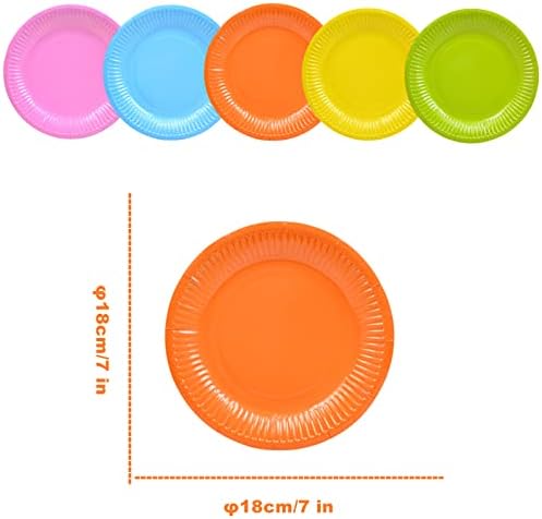 CEILIWEN Colorful Party Paper Plates, Macaron Paper Plates 7 Pack of 50, Coloured Paper Plates Dinner Picnic Paper Plates, Rainbow Coloured Paper Plates Birthday Party Supplies