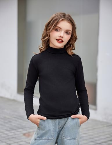 Image of Arshiner Girls Turtleneck Sweater Kids Casual Long Sleeve Knit Pullover Tops