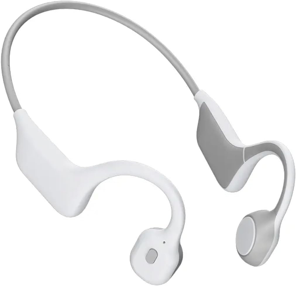 Bone Conduction Headphones Open Ear Headphones IPX6 Waterproof,6H Playtime Bone Conduction Bluetooth 5.0 Wireless Earbuds Sport Headphones with Mic Sweatproof Headset for Running,Cycling,White