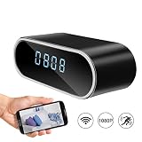 Wifi Hidden Alarm Clock Spy Camera, 1080P Wireless Night Vision Security Nanny S...