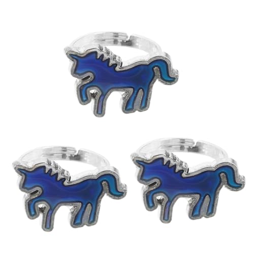 FRCOLOR Einhorn Stimmungsring FüR MäDchen Teenager Farbwechsel Ring Mit Einhorn Motiv Stimmungsringe Schmuck FüR Kinder Und Cartoon Tier Ring