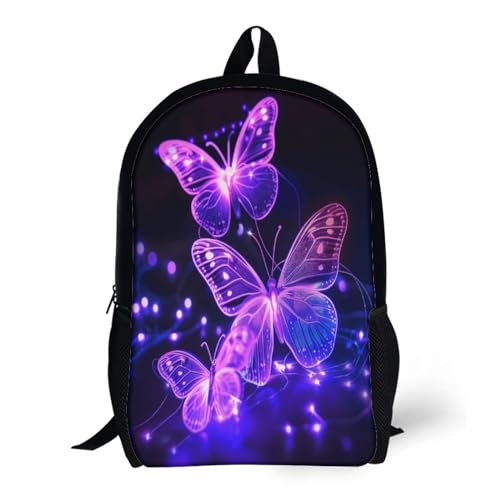 Sac à dos papillon 17 pouces pour l'école primaire et le collège avec imprimé 3D - 6