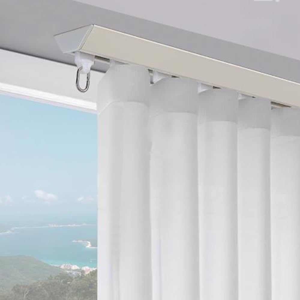 Asta da doccia ultra sottile in alluminio da 2,4 m, sistema scorrevole silenzioso per soggiorno, camera da letto, patio, divisorio a soffitto con facile inclusione