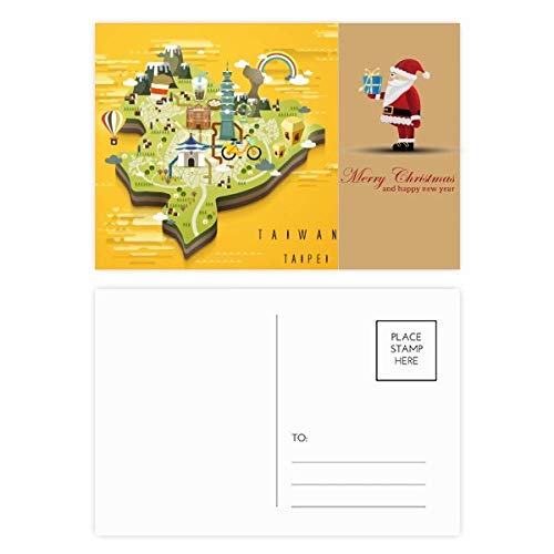 Carte de voyage en Chine de Taipei au Père Noël : papeterie de prestige en lot de 20 cartes