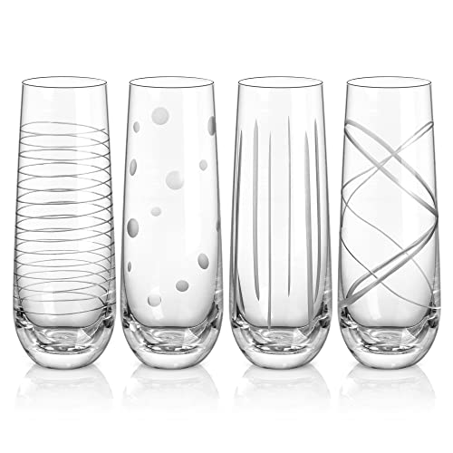 Joeyan 290ml Stemless Champagne Flutes Glasses