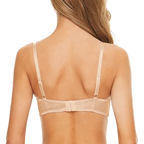 Wingslove Women's Sexy Lace Plus Size Embroidered Sheer Unpadded Underwire Unlined See Through Bra4