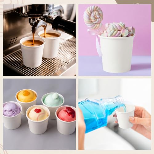 Acellegic 100 Pack 4oz Mini Coffee Cups Disposable Paper Cups Hot or Cold Beverage Cup Mouthwash Cup Drinking for Coffee Water Tea Juice Espresso for Home Office Party Picnic (White) - Image 7