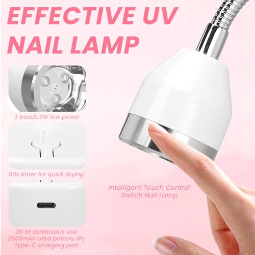 Lampe à ongles LED rechargeable sans fil avec col de cygne orientable pour manucure - 3