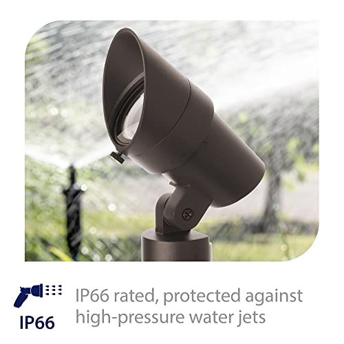 Wac Landscape Lighting, Led 12V Medium Size Accent Light With Adjustable Beam Angle And Integral Brightness Control 50-1300 Lumens 2700K Warm Built-In Led In Solid Brass Coated With Bronze #TOP4