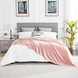 Picture of DREAMNINE Oversized Soft Plush Fleece Throw Blanket Twin Size 60" x 80", Decorative Large Solid Lightweight Fluffy Velvet Bed Blankets, Big Cute Cozy Accent Shag Fuzzy Flannel Blanket for Bedroom,Pink