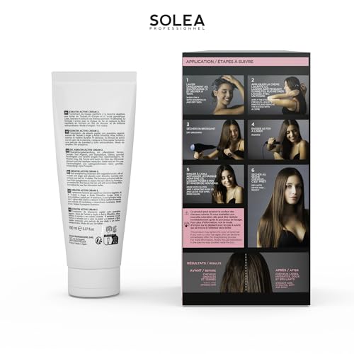 Set Brasilianisches Glätten SOLEA PROFESSIONNEL, Brasilianisches Haarglättungsset mit Keratin, professionelle Glättungsbehandlung für zu Hause, glatte und geschmeidige Haare für 14 Wochen